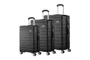 Mazam 3PCS Luggage Suitcase Trolley Set Travel TSA Lock Storage Hard Case Black