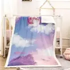 Round Moon Cloud Beautiful Sky 3D Warm Plush Fleece Blanket Picnic Sofa Couch