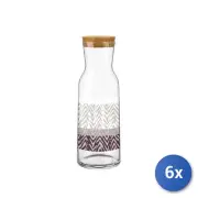 6x Jugs Glass With Plot Purple and Cap Cork by Lt 1,2