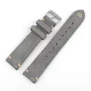 Lbq Suede Leather Watch Strap 18mm 19mm 20mm 22mm Blue Grey Vintage Watch Band Replacement Wristband Handmade Stitching Watchband-beige gray 18mm s...
