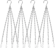 4Pack - 24 Inch 4 Leads Hanging Chain with Hooks Flower Pot Chain Replacement Plant Hangers for Bird Feeders, Planters and Lanterns (Silver)
