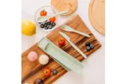 Clevinger Reusable Wheat Straw Fibre Cutlery Set with Case - Green