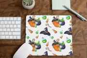 Halloween Witch Hat Potions Pattern Mouse Pad for Computer Office Gaming Desk