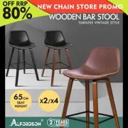 ALFORDSON Wooden Bar Stools Noah Kitchen Dining Chair Vintage Retro 2x/4x