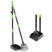 Non-Breakable Pooper Scooper, Dog Pooper Scooper Tray & Rake Set with Adjusta...