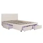 Design Square PU Leather Queen Bed Headboard With Drawers Storage - White