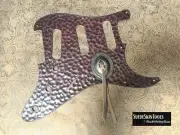 Custom "Hammered Metal" Style Tooled Leather Pickguard fits Fender Stratocaster