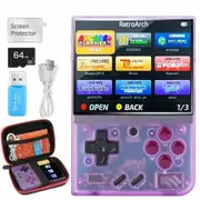 Miyoo Mini Plus,Retro Handheld Game Console with 64G TF Card,3.5-inch Portable Rechargeable Open Source Game Console Emulator with Storage Case (Purple)