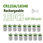 15PCS 3.7V USB 700mAh CR123A/16340 Type C USB Li-ion Rechargeable Battery