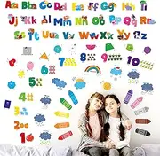 68 PCS Alphabet & Letters Wall Decals, Self-Adhesive Vinyl Stickers-Letter, Weather, Number, Animal, Shape & Color, Educational ABC Letter Room Decors for Playroom, Classroom, Bedroom, Nursery, Wall
