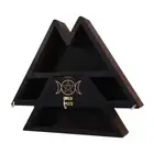 Wooden Pyramid Wall Shelf Crystal Display Rack Floating Shelf for Living2494
