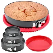 Springform Pan Set of 4 Round Cake Baking Pans with Removable Bottom Cheeseca...