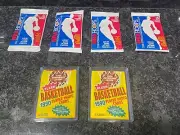 6 ct. lot 1990 Fleer + Hoops Basketball Wax Packs Sealed MICHAEL JORDAN SHOWING