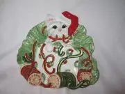 Fitz & and Floyd Christmas Kitty Kringle Canape Plate Cat Kitten NEW in BOX