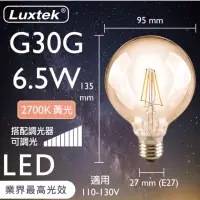 在飛比找momo購物網優惠-【Luxtek樂施達】買四送一 LED 金色圓球型 G95燈