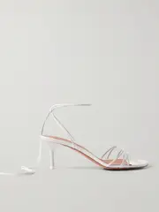[Amina Muaddi] Amina Muaddi - Lori Lace Up Leather Sandals - White - IT39 IT 39 White