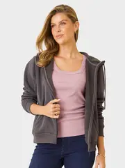 Womens Sherpa Fleece Zip Through Hoodie