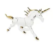 6½" Clear Gold Running Unicorn Figurine Mythical Creature Miniature Animal
