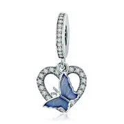 Silver plating Butterfly with Heart Shape Charm Fit Women Charm Bracelets DIY Jewelry Girlfriend Gift
