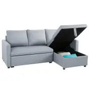 3 Seater Sofa Bed Lounge Storage Couch -Light Grey