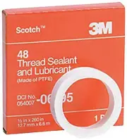 3M Scotch White Thread Sealant Tape - 1/2 in Width x 3 mil Thick - 06196