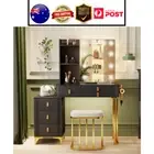 Dressing Table with Mirror & Lights - Makeup Vanity Table with Drawers & Shelves