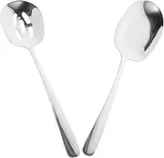 PHENOFICE 2pcs Large Serving Spoons Chinese Soup Spoons Set Stainless Steel Slotted Utensils