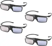 RF 3D Glasses 3D Rechargeable Shutter Glasses Suitable for RF 3D TVs and Projectors TDG-BT500A, SSG-5100GB, AN3DG40, Pack of 4