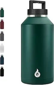 BJPKPK 64oz Insulated Water Bottle, Half Gallon Water Bottle with Large Handle, BPA Free Leak Proof Flask for Sports, Big Stainless Steel Water Bottle with Anti-Slip Bottom, Army Green