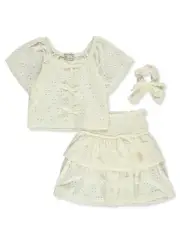 Derek Heart Girls' 3-Piece Laser-Cut Skort Set Outfit