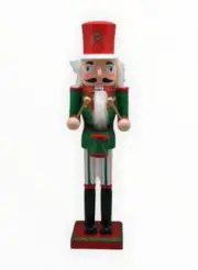12" Christmas Glittered Green Wooden Nutcracker Soldier w/ Drum Holiday Decor