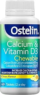 Ostelin Calcium & Vitamin D3 Chewable Tablets 60 - Supports Bone Density & Strength - Assists Healthy Bone Development in Teens - Maintains Healthy Immune System & Muscle Function