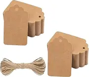 Blank Gift Tags with String,100 Pcs Kraft Paper Premium Gift Tags, with 32.8 Feet Natural Jute Twine,Double-Sided Available Kraft Paper Price Tags - 2.76 x 1.57inch