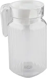 Serveware,Yctze small glass pitcher Acrylic Transparent Juice Bottle Striped Water Ice Cold Juice Jug with Lid for Bar Home, 500ML