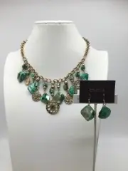 Chico's green Shell beaded necklace & earring set