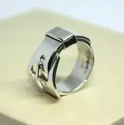 NEW BELT RING 925 STERLING SILVER 8MM WIDE SIZE 7 UNISEX 10.7GR