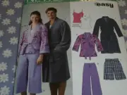 SIMPLICITY NEW LOOK 6657 MISSES & MEN'S SLEEPWEAR ROBE PANTS & TOP PATTERN-UNCUT