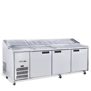 Williams Jade Pizza - Three Door Stainless Steel Pizza Prep Counter Refrigerator With Blown Air Well