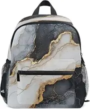[Caihoyu] Fun Kids Backpack Kids Boy's/Girl's Cute School Backpack with Chest Strap Marble White Black, Marble White Black, Small