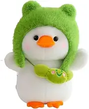 Cuddly Toy Duck Doll Stuffed Toy Cushion Plush Tie Duck for Playing and Cuddling Soft Cuddly Toy for Girls, Boys, Babies (24 cm, White)