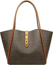 Queenoris Tote Bag for Women, Top-handle Shoulder Handbag Large Capacity Purese Designer Retro Bag with Clutch