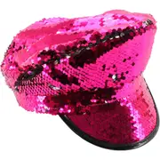 Hot Pink Sequin Military Hat