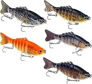 Swim Baits for Bass Fishing,Swim Bait Lures | Robotic Seven Joint Baits 5X Fish Gear Hooks for Bass Catfish Saltwater Freshwater Lake