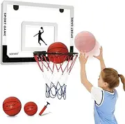 Large Basketball Hoop Indoor for Kids & Adult, 23 X 16 Inch Board with 3 Balls 2 Nets, Over The Door & Wall Mount Basketball Hoop with Complete Accessories, Perfect Christmas & Birthday Gifts