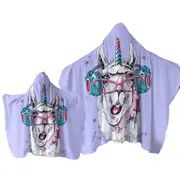 Funny Hipster Unicorn Llama Towel with Hood
