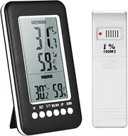 LCD Digital Wireless Indoor/Outdoor Thermometer Hygrometer ℃/℉ Temperature Humidity Meter with Max Min Value Display Transmitter