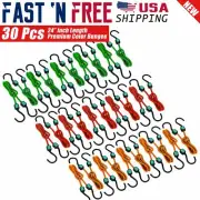 30x Premium Heavy Duty Multi Color Bungee Cord with Hooks Elastic Tie Down