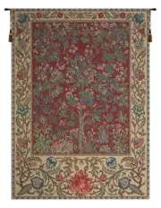 Tree of Life Red William Morris Belgian Tapestry - Wall Art Hanging