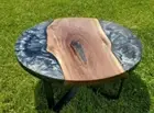 42" Round Epoxy Coffee Table, Epoxy Dining Table, Walnut Wood Epoxy Table