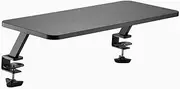 Desky Clamp On Monitor Riser – Height Adjustable Desk Shelf with Heavy-Duty Clamp Mount, Space-Saving Wood Platform for Monitors, Laptops & Displays – Ergonomic Eye-Level Stand – Black Finish